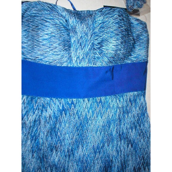New Womens NWT Tahari Dress Sail Away Maxi Long Strapless Straps 2 Blue White - Picture 10 of 12